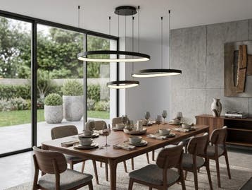 Veiling - Hanglamp Zwart 42cm&62cm&82cm Trio Ring 160W LED C, Huis en Inrichting, Nieuw
