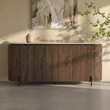 *WOONWINKEL* Dressoir Walnoot Met Marmer, Verzenden, Nieuw