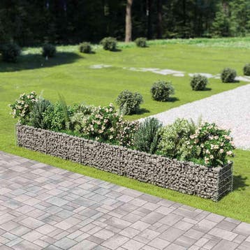 vidaXL Gabion plantenbak verhoogd 450x50x50 cm, 100 cm of meer, Verzenden, Nieuw, Metaal