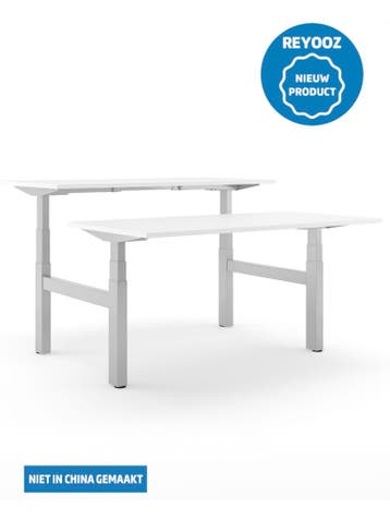Laag-hoog duo bureau Excellent - zilvergrijs - blad na..., Nieuw in verpakking