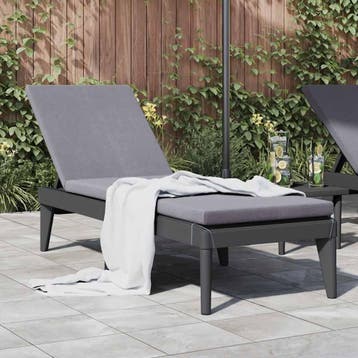 vidaXL Ligbed 186x60x29 cm polypropeen antracietkleurig, Tuin en Terras, Verzenden, Nieuw