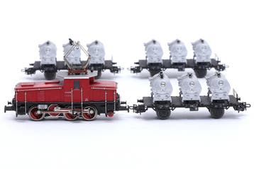 MARKLIN 2874 GUTERZUG BR E63 MIT 3 BEHALTERTRAGWAGEN HO, Nieuw