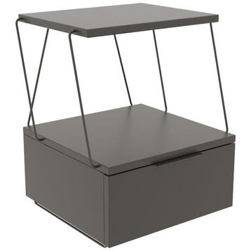 Evila Originals Tekoba Nachtkastje, Houtfineer, Antraciet -, Huis en Inrichting, Slaapkamer | Nachtkastjes, Minder dan 45 cm, Ophalen of Verzenden