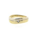 Bicolor gouden ring met zirconia, Sieraden, Tassen en Uiterlijk, Ringen, Gebruikt, Overige kleuren, 19 tot 20, Ophalen of Verzenden