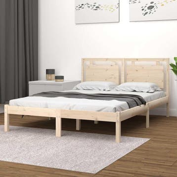 vidaXL Bedframe massief hout 120x200 cm, Bruin, Verzenden, Nieuw, Twijfelaar
