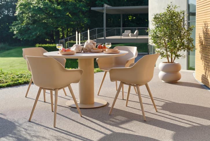Hartman Sophie/Girona ronde tuinset voor 4 personen 120 cm., Tuin en Terras, Tuinsets en Loungesets, Tuinset, Nieuw, Kunststof