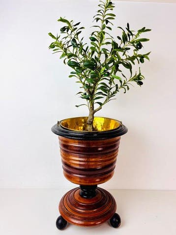 Bloempot - Franse jardinière met messing plantenbak /
