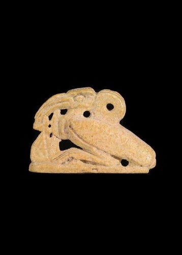 Oude Egypte, late periode Gele faïence Amulet van Thoth als