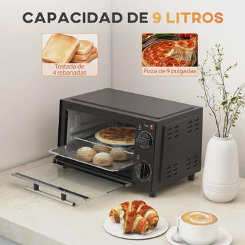 Homcom Mini Elektrische Oven 9L - Compacte Keukenoven met Ti, Witgoed en Apparatuur, Verzenden, Nieuw