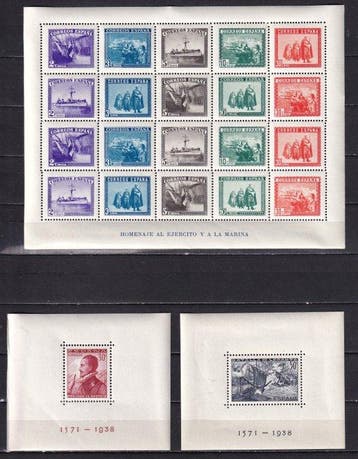 Spanje 1938 - Toestand - Edifil 849, 862/863 - Marine en, Postzegels en Munten, Gestempeld