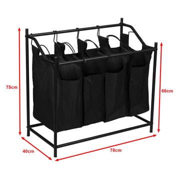 [en.casa] Wasmand Vamdrup met 4 zakken 75x78x40 cm zwart, Huis en Inrichting, Verzenden, Nieuw