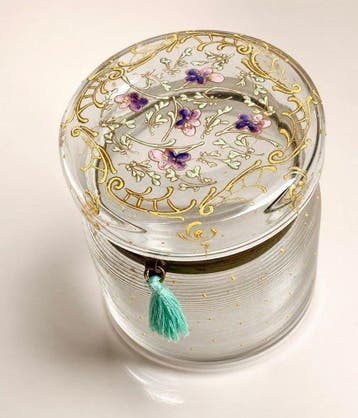 Art Nouveau - Sieradendoos - Glas, Glazuur, Messing -