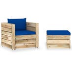vidaXL 2-delige Loungeset met kussens groen geïmpregneerd, 2 zitplaatsen, Verzenden, Nieuw, Loungeset
