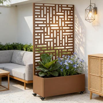 Tuinscherm Bernalda met plantenbak op wielen 186x120x40 cm b, Verzenden, Nieuw