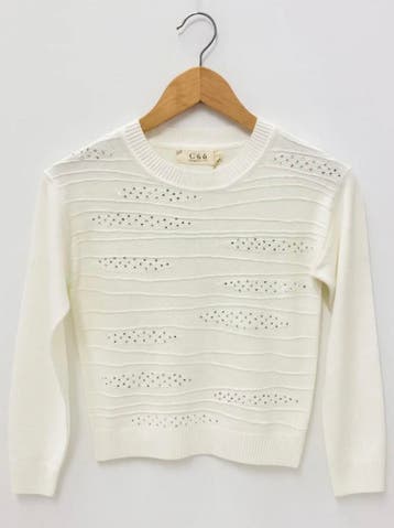 Witte meisjestrui met subtiele steentjes|Herfst/Winter|NIEUW, Ophalen of Verzenden, Nieuw, Meisje