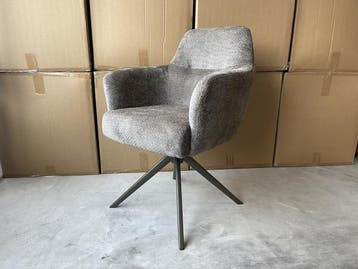 Veiling - Eetkamerstoel Monzi (set van 8) - Stof - Taupe, Huis en Inrichting, Stoelen, Nieuw