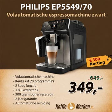 Philips EP5549/70 – van € 649,- voor € 349,-, Afneembaar waterreservoir, Verzenden, Espresso apparaat, 10 kopjes of meer