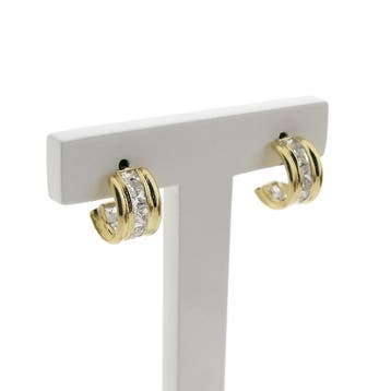 Gouden half ronde Alliance oorstekers met zirconia, Gebruikt, Ophalen of Verzenden, Met edelsteen, Goud