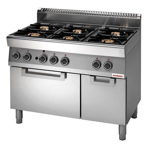 Showroommodel Modular Gas 6-pits fornuis - elektrische oven, Zakelijke goederen, Horeca | Keukenapparatuur, Gebruikt, Fornuis, Frituur en Grillen