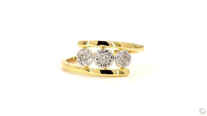 Ring - 18 karaat Geel goud - 0.18ct. tw. Diamant, Sieraden, Tassen en Uiterlijk, Ringen
