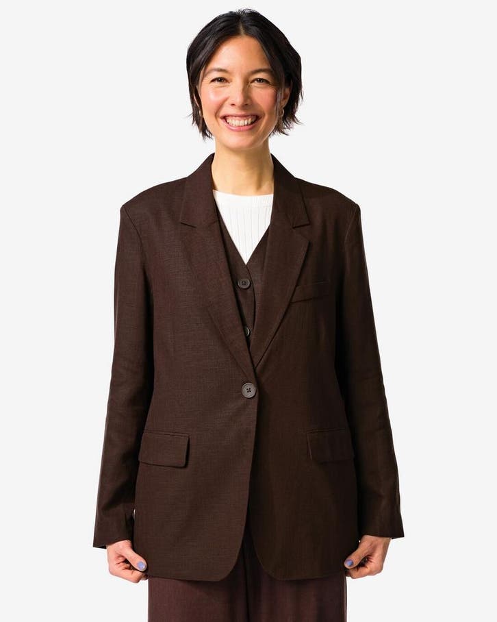 HEMA Damesblazer Isla donkerbruin, Kleding | Dames, Overige Dameskleding, Nieuw, Verzenden