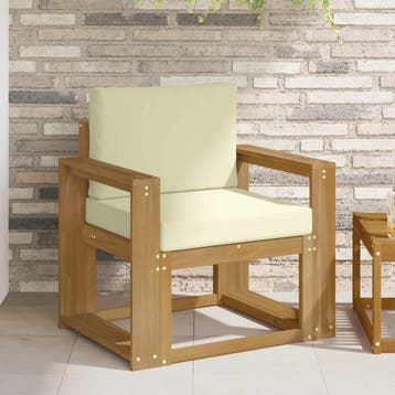 vidaXL 2 Stuk Buiten bankenset Polyester Wit en Crème, Verzenden, Nieuw, 2 zitplaatsen