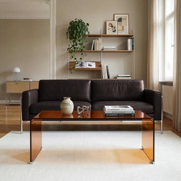 Salontafel Väsas gehard glas 90x90x35 cm bruin [en.casa], Verzenden, Nieuw