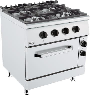 Base 900 Gasfornuis 4 Br. Met Elektrische Oven, Ophalen of Verzenden, Nieuw in verpakking