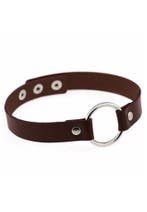 Choker Donkerbruin Ring Pu Leer Collar Ketting Halsband Sexy, Kunststof, Verstelbaar, Bruin, Nieuw