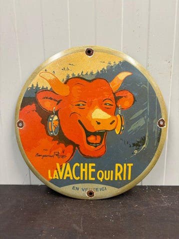 La Vache Qui Rit – Lachende Koe – Rond Emaille Reclamebord -