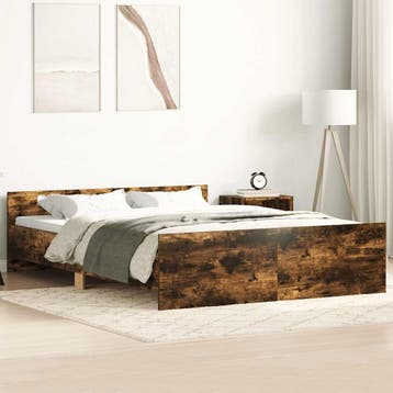 vidaXL Bedframe met hoofd- en voeteneinde gerookt eiken, Bruin, Verzenden, Hout, Nieuw