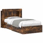 vidaXL Bedframe met opslag Gerookt eiken 100 x 200 cm, Verzenden, Nieuw, Bruin, Hout