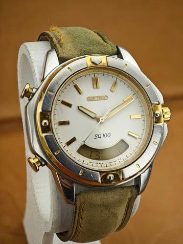 Seiko - SQ100 H801-7010 Ana-Digi Quartz – Two-Tone – 38.1 mm, Sieraden, Tassen en Uiterlijk