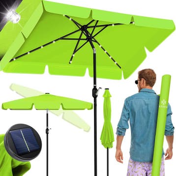 Stokparasol - Parasol - 125x205 cm - Tuinparasol - LED - Gro, Verzenden, Zo goed als nieuw