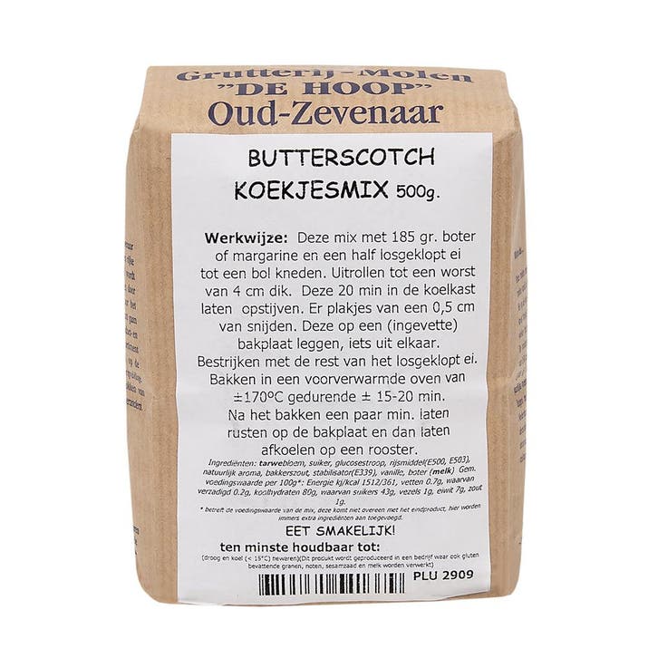 Molen de Hoop Butterscotch koekjesmix 500gr, Hobby en Vrije tijd, Taarten en Cupcakes maken, Nieuw, Verzenden