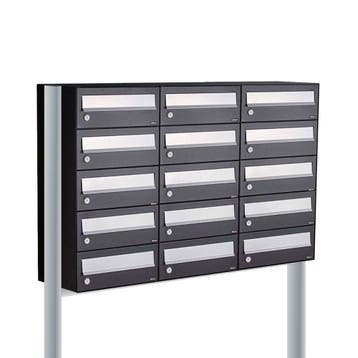 Brievenbusunit Hive set vrijstaand 3-breed, 5-hoog - zwart, Verzenden, Nieuw