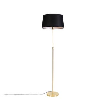 Vloerlamp goud/messing met linnen kap zwart 45 cm - Parte, Verzenden, Nieuw, Modern
