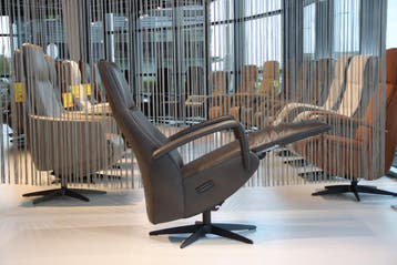 Gealux relaxfauteuil Twinz 622 Leer Antraciet 3 motoren+accu, Ophalen of Verzenden, Nieuw, Leer, Design, modern