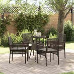vidaXL Tuin eettafelset 5 pcs Bruin poly rattan, Verzenden, Nieuw, Rotan