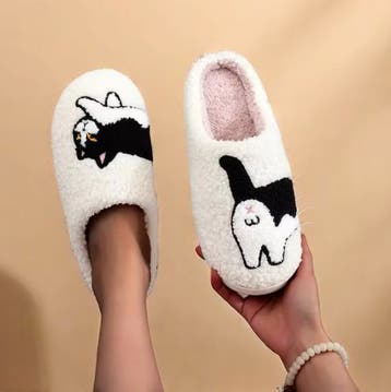 Kat Pantoffels | Pluche Gevoerd | Maat 36 tot 45 | Kitten, Kleding | Dames, Schoenen, Verzenden, Nieuw, Zwart, Pantoffels of Sloffen