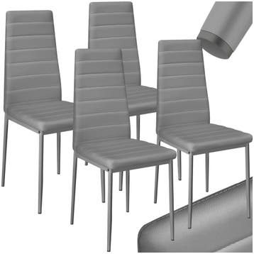 Eetkamerstoelen, kunstleer - grijs, Set van 4, Huis en Inrichting, Stoelen, Verzenden, Nieuw