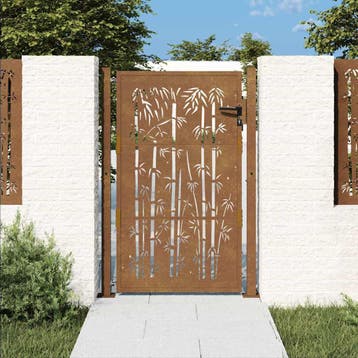 vidaXL Poort met bamboe-ontwerp 100x125 cm cortenstaal, Verzenden, Nieuw