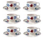 Boerenbont Kop en schotel stapelbaar 200ml - set van 6 stuks, Verzenden, Nieuw, Kop(pen) en/of Schotel(s), Aardewerk