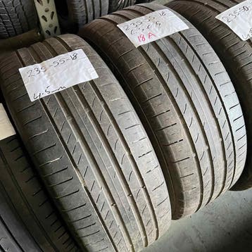 2 x Continental SportContact 5 235-55-18 Zomerbanden 4,5mm, 18 inch, Gebruikt, Ophalen of Verzenden, 235 mm