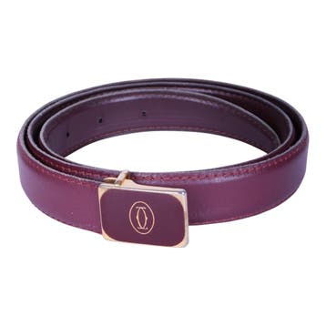 Cartier Must Riem Bordeaux Leer - Bordeaux Plaque Gesp, Kleding | Dames, Verzenden, Zo goed als nieuw