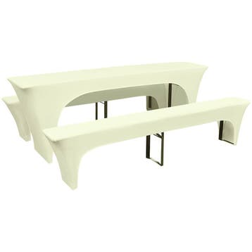 vidaXL Hoes voor biertafel/banken 3-delig crèmekleurig, Tuin en Terras, Verzenden, Nieuw
