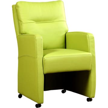 Set van 8 Leren eetkamerstoelen Sharp - Hermes Lime, Huis en Inrichting, Stoelen, Ophalen of Verzenden, Nieuw, Leer