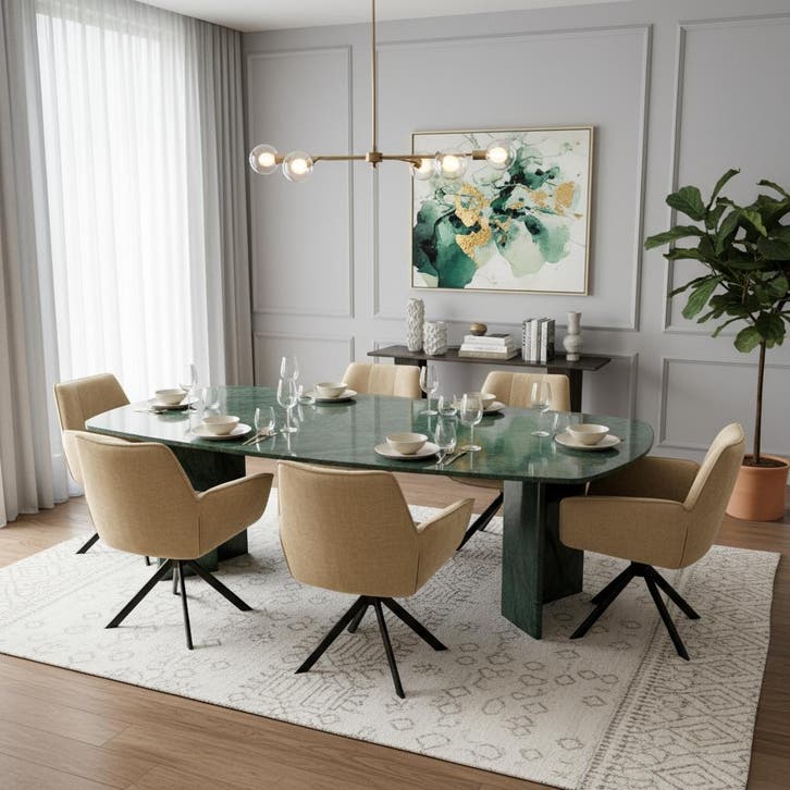 Green Marble Eetkamertafel  Marmer onderstel  300x130, Huis en Inrichting, Tafels | Eettafels