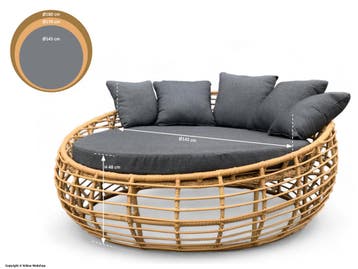 Loungebed Torano Bamboe - Rond Ligbed Ø170-180 cm, Tuin en Terras, Tuinbanken, Ophalen of Verzenden, Nieuw