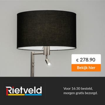 Rietveld-Vloerlampen-Zwart, Staalgrijs-Staal, Stof, Metaal, Huis en Inrichting, Verzenden, Nieuw